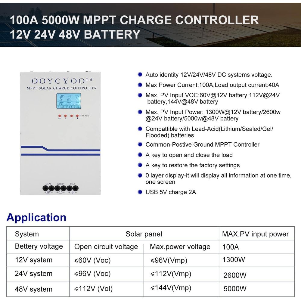 100 Amp MPPT Solar Charge Cont - огляд і ціна Charge Controller Solar